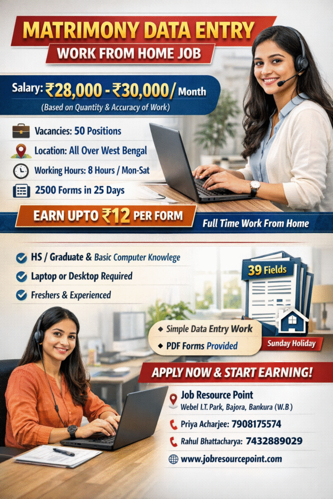 Matrimony data entry work from home.